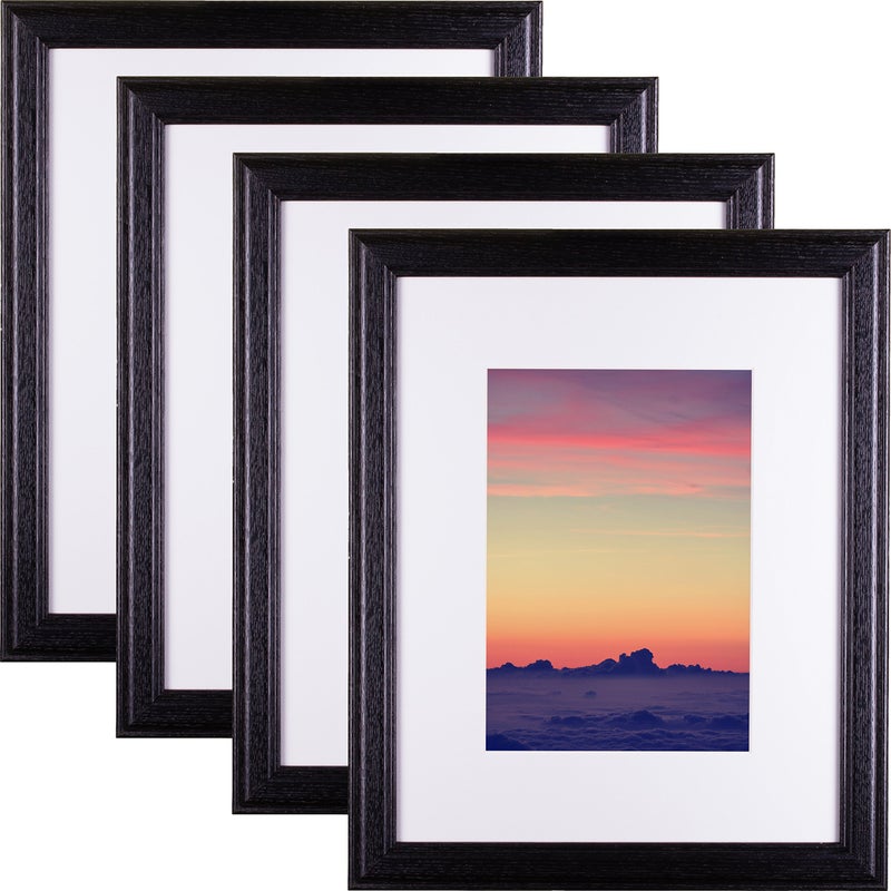Craig Frames Wiltshire 236 Hardwood Picture Frame with Single, Displays a 13 x 19 Inch Print with The Mat or 17 x 22 Inch Without The Mat, Black, Set of 4 - Image 1